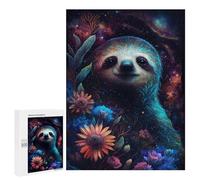 Puzzle pour Adolescents 500 PCS Cosmic Sloth with Flowers-1 Puzzles pour Adultes Découpe De Précision Stimule Le Cerveau Jeu Amusant Et Stimulant pour Toute La Famille 500 PCS