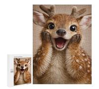 Puzzle pour Adolescents 500 PCS Cute Smiling Fawn Portrait Puzzle Adulte, Jouet, Décoration Murale, Découpe De Précision, Jeu Stimulant, Cadeaux 500 PCS