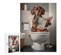 Puzzle pour Adolescents 500 PCS Dachshund Reading Newspaper on Toilet Puzzles pour Adolescents - Jouets Anti-Stress - Améliore La Mémoire - Idéal comme Cadeau 500 PCS