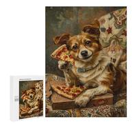 Puzzle pour Adolescents 500 PCS Dog Eating Pizza on Couch Puzzles pour Adultes Découpe De Précision Stimule Le Cerveau Jeu Amusant Et Stimulant pour Toute La Famille 500 PCS