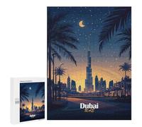 Puzzle pour Adolescents 500 PCS Dubai Skyline at Night Puzzle pour Adultes - Jeux Relaxants - Décoration Intérieure - Cadeaux Uniques d'anniversaire Et De Noël 500 PCS