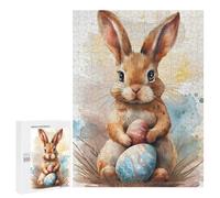 Puzzle pour Adolescents 500 PCS Easter Bunny with Colorful Eggs Jeux De Puzzle en Famille pour S'amuser en Famille Cadeaux d'anniversaire Et Cadeaux Uniques 500 PCS