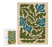 Puzzle Pour Adolescents 500 PCS Elegant Blue Floral Illustration - Minimal Botanical Wall Art with Cool Tones Jeux De Puzzle En Famille Pour S'amuser En Famille Cadeaux D'anniversaire Et Cadeaux Uniqu