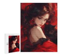 Puzzle pour Adolescents 500 PCS Elegant Red Dress with Black Cat Puzzles pour Adultes Découpe De Précision Stimule Le Cerveau Jeu Amusant Et Stimulant pour Toute La Famille 500 PCS