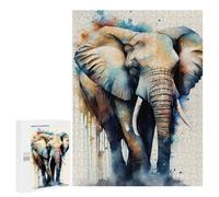Puzzle pour Adolescents 500 PCS Elephant Watercolor Animal Puzzles pour Adultes Jeux De Bricolage Analyse Et Logique Jeu Stimulant Cadeaux 500 PCS