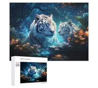 Puzzle pour Adolescents 500 PCS Enchanted Forest with White Tigers Puzzle pour Adultes Jeux Relaxants pour Améliorer La Mémoire Cadeaux d'anniversaire Et De Noël Uniques 500 PCS