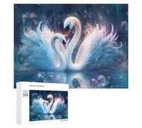 Puzzle pour Adolescents 500 PCS Enchanted Swan Pair in Moonlight Puzzle pour Adultes - Jeu Manuel - Décoration Murale - Cadeaux Uniques pour Anniversaire Et Noël 500 PCS