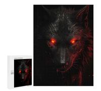 Puzzle pour Adolescents 500 PCS Evil Black Wolf Jeux De Puzzle en Famille pour S'amuser en Famille Cadeaux d'anniversaire Et Cadeaux Uniques 500 PCS