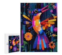 Puzzle pour Adolescents 500 PCS Expressionist Geometry Hummingbird - Vibrant Abstract Nature Art Jeux De Puzzle en Famille pour S'amuser en Famille Cadeaux d'anniversaire Et Cadeaux Uniques 500 PCS