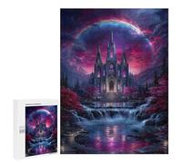 Puzzle pour Adolescents 500 PCS Fantasy Castle with Waterfall and Rainbow Puzzle pour Adultes Jeux Relaxants, Amusants Et Humoristiques Cadeaux d'anniversaire Uniques 500 PCS