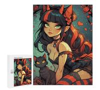 Puzzle pour Adolescents 500 PCS Fantasy Devil Girl with Cat Puzzles pour Adultes - Jeu Éducatif Anti-Stress Et Défi Unique 500 PCS