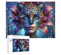 Puzzle pour Adolescents 500 PCS Fantasy Leopard Woman Artwork Puzzle pour Adultes - Jouet À Monter Soi-même - Défi Difficile - Cadeaux De Noël Et d'anniversaire 500 PCS