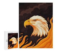 Puzzle pour Adolescents 500 PCS Fierce Eagle Vector Portrait with Fiery Backdrop Puzzles pour Adultes Jeux De Famille Cadeau d'anniversaire Activités Amusantes À La Maison, 500 PCS