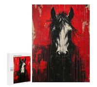 Puzzle pour Adolescents 500 PCS Fierce Stallion Bold Expressionist Horse Portrait Puzzles pour Adultes Jeux De Famille Cadeau d'anniversaire Activités Amusantes À La Maison, 500 PCS