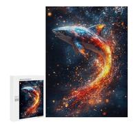 Puzzle pour Adolescents 500 PCS Fiery Shark in Dark Space Puzzle Anti-Stress, Jouet De Décoration Intérieure, Cadeau Unique d'anniversaire Et De Noël 500 PCS