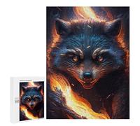 Puzzle pour Adolescents 500 PCS Flaming Wolf Art Print Puzzles pour Adultes Découpe De Précision Stimule Le Cerveau Jeu Amusant Et Stimulant pour Toute La Famille 500 PCS