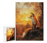 Puzzle pour Adolescents 500 PCS Fox at Sunset Puzzle pour Adultes Jeux De Détente Décoration Parfaite Cadeaux d'anniversaire Et Cadeaux Uniques 500 PCS
