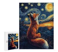Puzzle pour Adolescents 500 PCS Fox Under Starry Night Puzzles pour Adolescents - Jouets Anti-Stress - Améliore La Mémoire - Idéal comme Cadeau 500 PCS