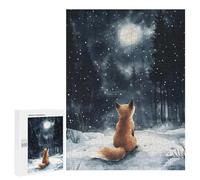 Puzzle pour Adolescents 500 PCS Fox Under The Moonlight Puzzle pour Adultes Jeux Relaxants, Amusants Et Humoristiques Cadeaux d'anniversaire Uniques 500 PCS