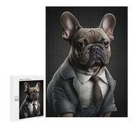 Puzzle pour Adolescents 500 PCS French Bulldog in Men Suit Puzzles pour Adultes - Décoration Murale - Idée pour Passer Le Temps À La Maison - Anniversaire, Noël 500 PCS