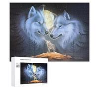 Puzzle pour Adolescents 500 PCS Full Moon Wolf Gathering Puzzle pour Adultes Jeux Amusants Cadeaux De Décoration Parfaits pour Les Amis Et La Famille 500 PCS