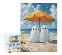 Puzzle pour Adolescents 500 PCS Ghost Couple on The Beach Puzzle pour Adultes - Jeu Manuel - Décoration Murale - Difficile Et Stimulant 500 PCS