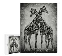 Puzzle pour Adolescents 500 PCS Giraffe Pair in Black and White Jeux De Puzzle en Famille pour S'amuser en Famille Cadeaux d'anniversaire Et Cadeaux Uniques 500 PCS
