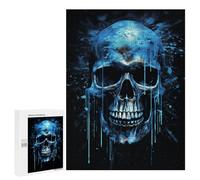 Puzzle pour Adolescents 500 PCS Glowing Blue Skull Artwork-1 Puzzle pour Adultes - Jouet À Monter Soi-même - Défi Difficile - Cadeaux De Noël Et d'anniversaire 500 PCS