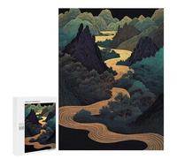 Puzzle pour Adolescents 500 PCS Golden River Through Mountains Puzzles pour Adultes Jeux De Bricolage Analyse Et Logique Jeu Stimulant Cadeaux 500 PCS