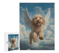 Puzzle pour Adolescents 500 PCS Goldendoodle Dog Flying in The Sky Goldendoodle Remembrance Wall Art Puzzle pour Adultes Jeux De Détente Décoration Parfaite Cadeaux d'anniversaire Et Cadeaux Uniques