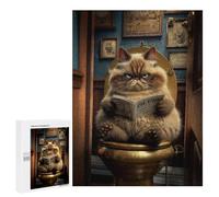 Puzzle pour Adolescents 500 PCS Grumpy Cat Reading in Toilet Puzzles pour Adultes Découpe De Précision Stimule Le Cerveau Jeu Amusant Et Stimulant pour Toute La Famille 500 PCS