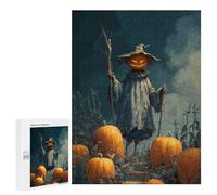 Puzzle pour Adolescents 500 PCS Halloween Pumpkin Scarecrow in A Field Puzzles pour Adolescents - Jouets Anti-Stress - Améliore La Mémoire - Idéal comme Cadeau 500 PCS