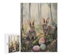 Puzzle pour Adolescents 500 PCS Happy Easter Bunny Painting Jeux De Puzzle en Famille pour S'amuser en Famille Cadeaux d'anniversaire Et Cadeaux Uniques 500 PCS
