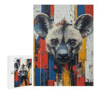 Puzzle pour Adolescents 500 PCS Hyena Portrait with Abstract Background Puzzles pour Adultes - Décoration Murale - Idée pour Passer Le Temps À La Maison - Anniversaire, Noël 500 PCS