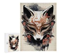 Puzzle pour Adolescents 500 PCS Kitsune Fox Mask Ink Wash Puzzle pour Adultes Jeux Relaxants, Amusants Et Humoristiques Cadeaux d'anniversaire Et De Noël Uniques 500 PCS