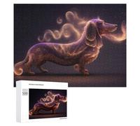 Puzzle pour Adolescents 500 PCS Magical Glowing Dachshund Artwork Puzzle pour Adultes Jeux Relaxants pour Améliorer La Mémoire Cadeaux d'anniversaire Et De Noël Uniques 500 PCS