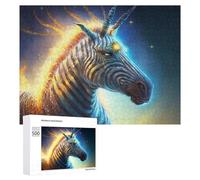 Puzzle pour Adolescents 500 PCS Magical Zebra with Celestial Horns Puzzle pour Adultes Jeux Amusants Cadeaux De Décoration Parfaits pour Les Amis Et La Famille 500 PCS