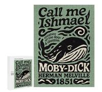 Puzzle pour Adolescents 500 PCS Moby Dick Book Cover Art Puzzle pour Adultes - Jeu Manuel - Décoration Murale - Difficile Et Stimulant 500 PCS