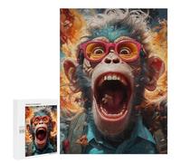 Puzzle pour Adolescents 500 PCS Monkey with Glasses Exploding in Color Puzzle pour Adultes Jeux Relaxants pour Améliorer La Mémoire Cadeaux d'anniversaire Et De Noël Uniques 500 PCS