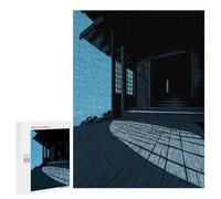 Puzzle pour Adolescents 500 PCS Monochromatic Japanese House by The Sea Puzzles pour Adolescents - Jouets Anti-Stress - Améliore La Mémoire - Idéal comme Cadeau 500 PCS