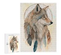 Puzzle pour Adolescents 500 PCS Native American Wolf Puzzles pour Adultes - Décoration Murale - Idée pour Passer Le Temps À La Maison - Anniversaire, Noël 500 PCS