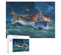 Puzzle pour Adolescents 500 PCS Naval Battle Ships in Action Puzzle pour Adultes - Jeu Manuel - Décoration Murale - Cadeaux Uniques pour Anniversaire Et Noël 500 PCS