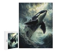 Puzzle pour Adolescents 500 PCS Orca Leaping Storm Jeux De Puzzle en Famille pour S'amuser en Famille Cadeaux d'anniversaire Et Cadeaux Uniques 500 PCS