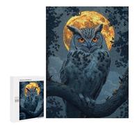 Puzzle pour Adolescents 500 PCS Owl Under Full Moon Puzzle pour Adultes - Jeux Relaxants - Décoration Intérieure - Cadeaux Uniques d'anniversaire Et De Noël 500 PCS