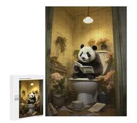 Puzzle pour Adolescents 500 PCS Panda Reading on Toilet Jeux De Puzzle en Famille pour S'amuser en Famille Cadeaux d'anniversaire Et Cadeaux Uniques 500 PCS