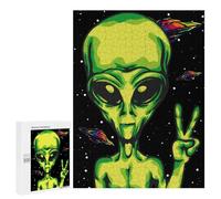 Puzzle pour Adolescents 500 PCS Pièces De Puzzle Alien Peace Sign Space Art Puzzles pour Adolescents - Décoration Murale - Cadeaux pour Femmes, Amis Et Famille 500 PCS