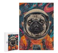 Puzzle pour Adolescents 500 PCS Pièces De Puzzle Animal Pug Astronaut Space Puzzles pour Adolescents - Décoration Murale - Cadeaux pour Femmes, Amis Et Famille 500 PCS