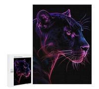 Puzzle pour Adolescents 500 PCS Pièces De Puzzle Black Panther Neon Animal Puzzles pour Adolescents - Décoration Murale - Cadeaux pour Femmes, Amis Et Famille 500 PCS