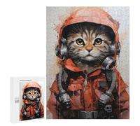 Puzzle pour Adolescents 500 PCS Pièces De Puzzle Cat Aviator in Orange Puzzles pour Adolescents - Décoration Murale - Cadeaux pour Femmes, Amis Et Famille 500 PCS