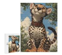 Puzzle pour Adolescents 500 PCS Pièces De Puzzle Cheetah with Big Eyes Puzzles pour Adolescents - Décoration Murale - Cadeaux pour Femmes, Amis Et Famille 500 PCS